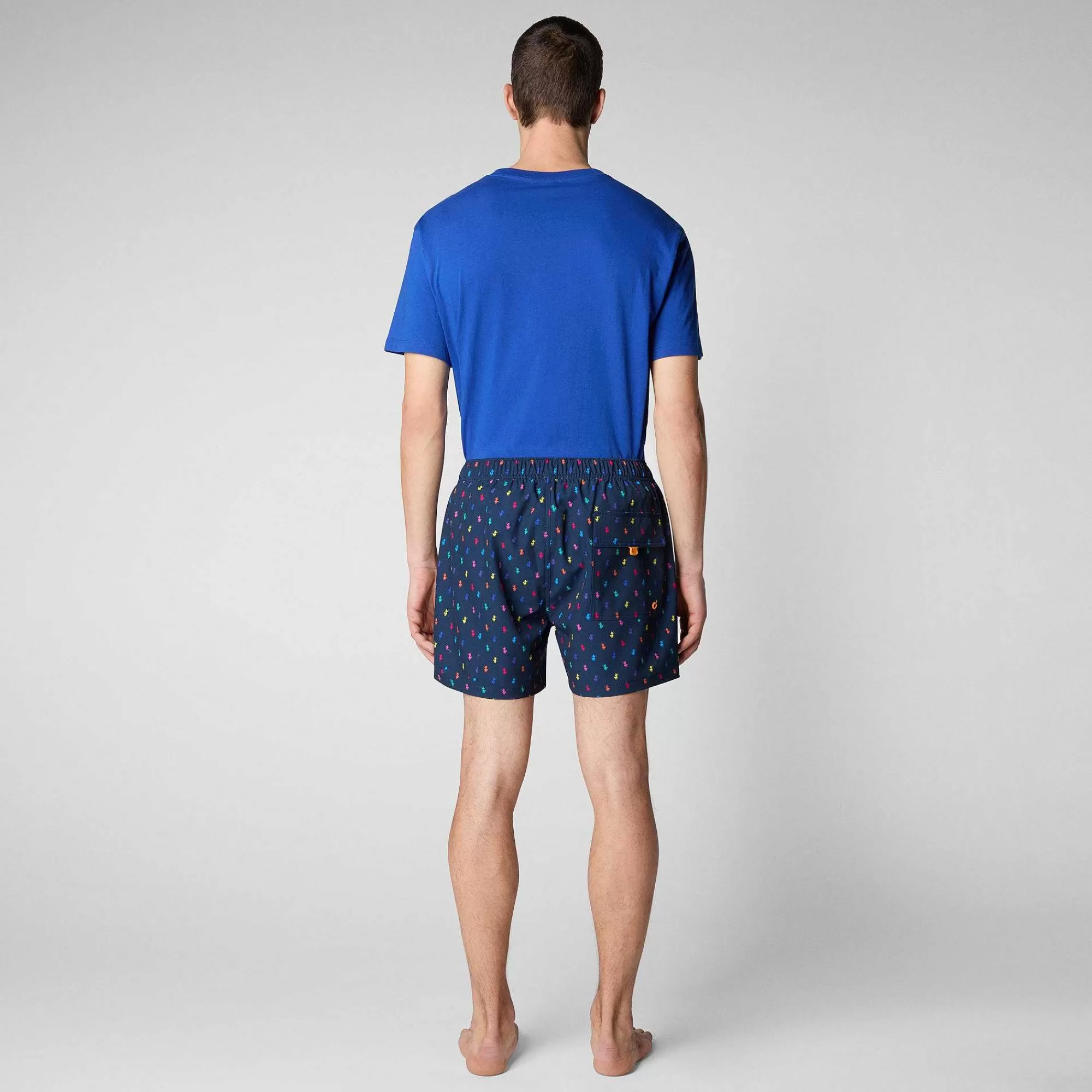 Costumi Da Bagno^Save The Duck Costume Da Bagno Uomo Ademir Stampa Anatre Arcobaleno Su Fondo Blu Navy