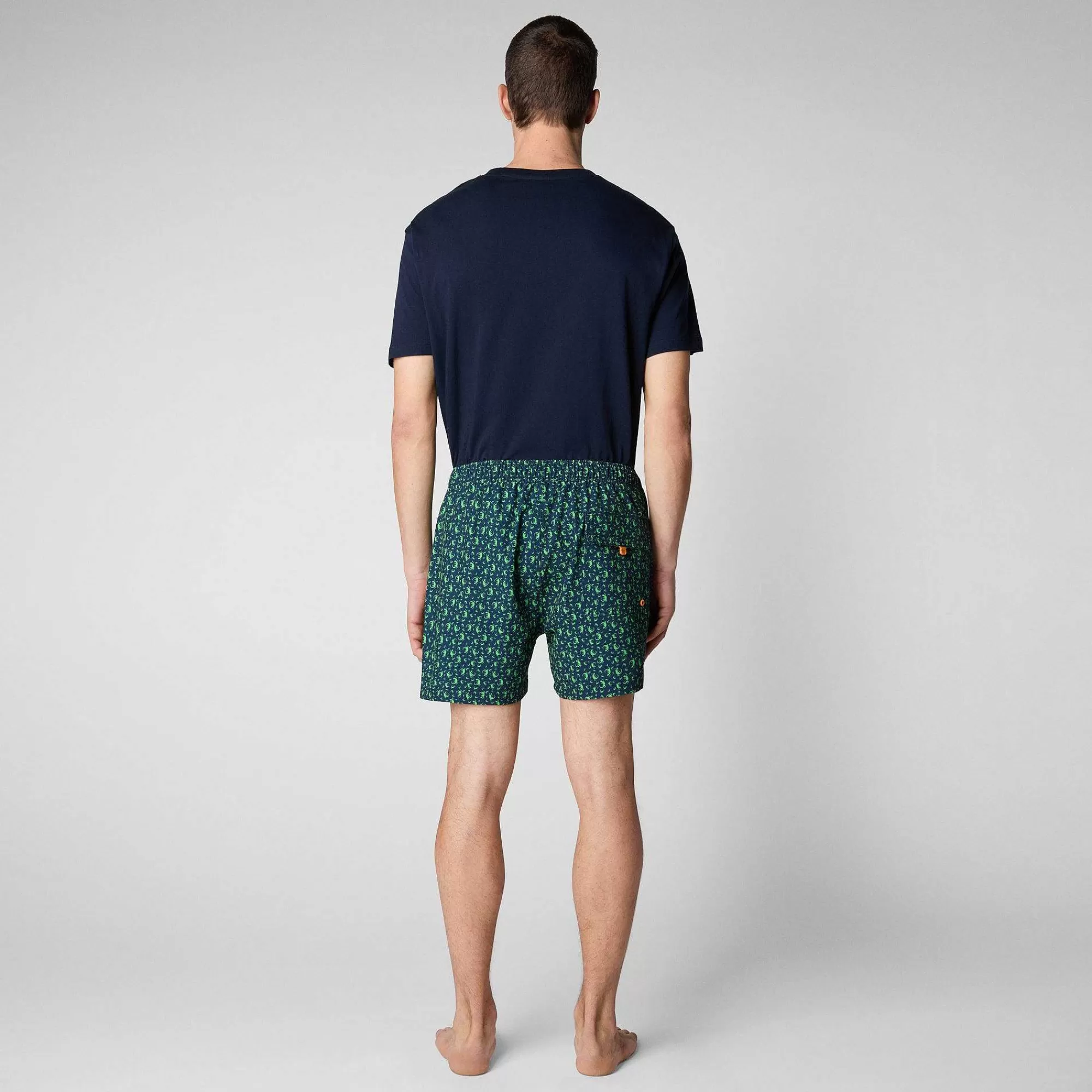 Costumi Da Bagno^Save The Duck Costume Da Bagno Uomo Ademir Stampa Geko Verde Su Fondo Blu Navy