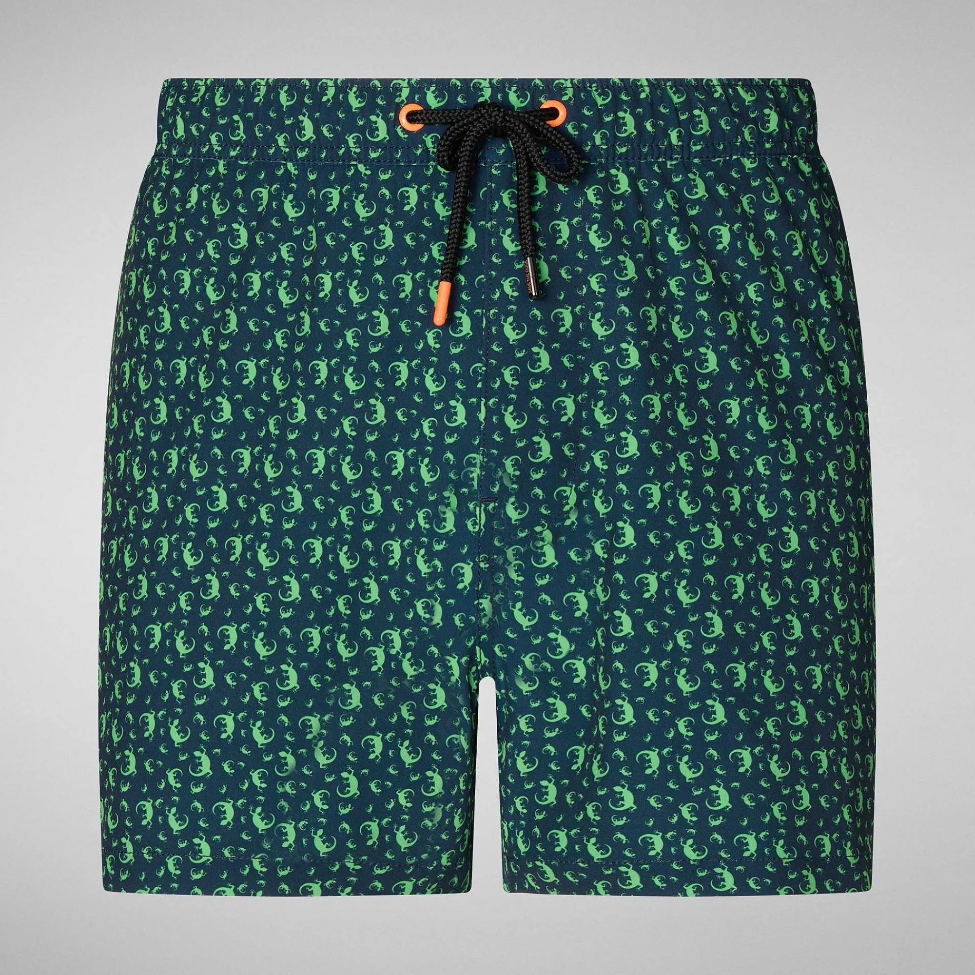 Costumi Da Bagno^Save The Duck Costume Da Bagno Uomo Ademir Stampa Geko Verde Su Fondo Blu Navy