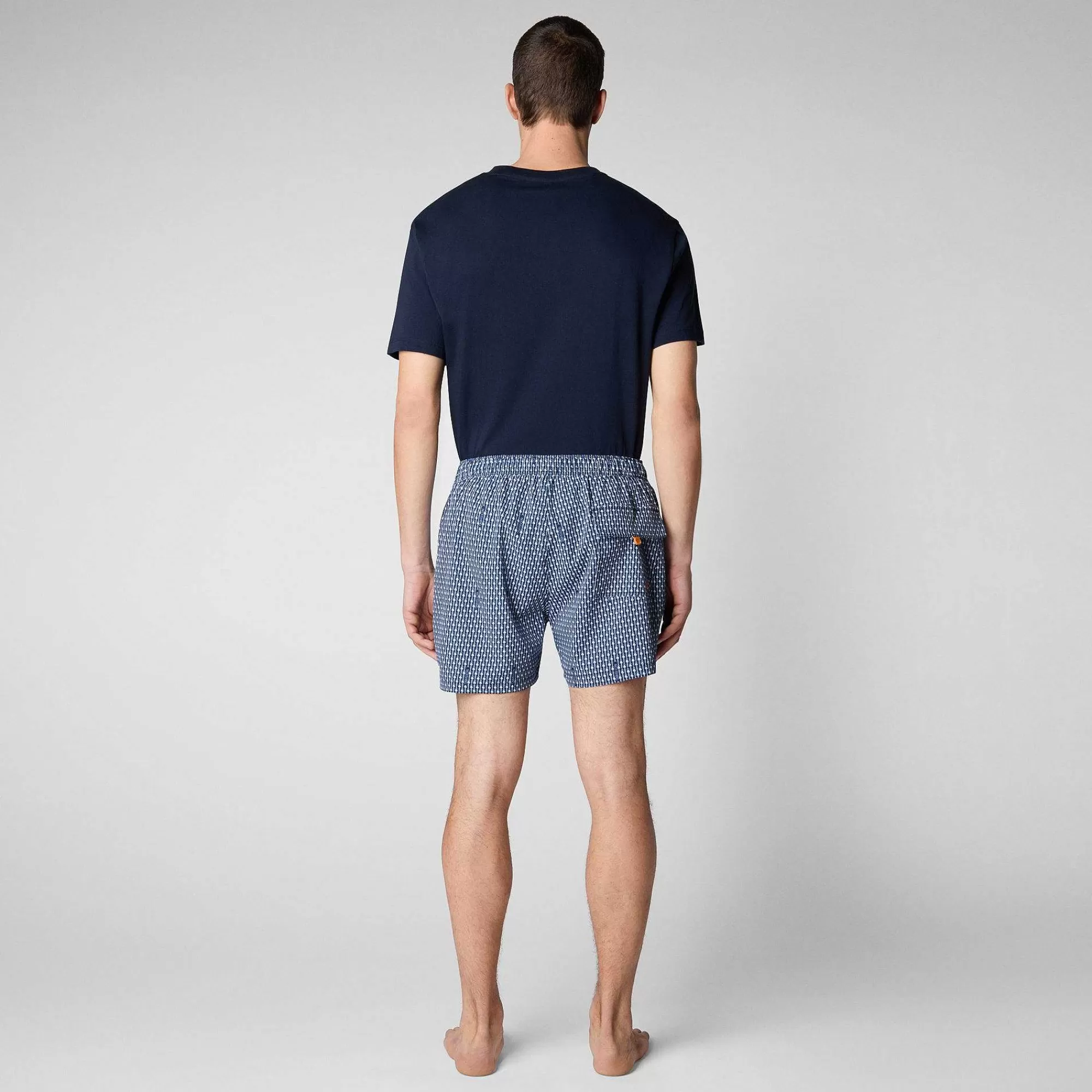 Costumi Da Bagno^Save The Duck Costume Da Bagno Uomo Ademir Stampa Lisca Di Pesce Su Fondo Blu Navy