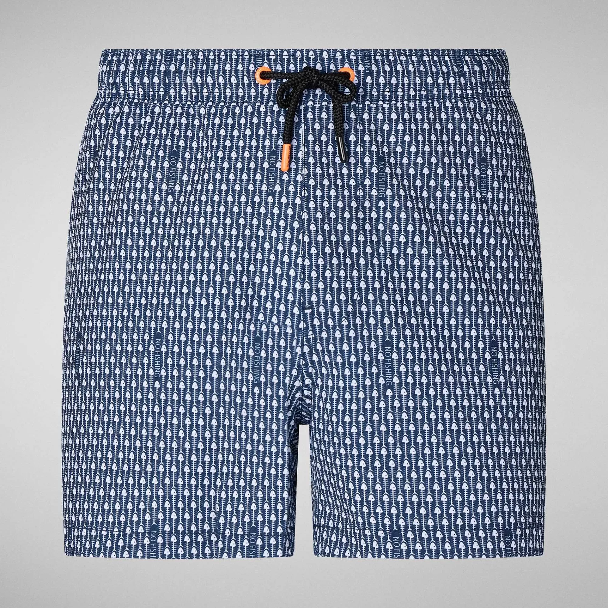 Costumi Da Bagno^Save The Duck Costume Da Bagno Uomo Ademir Stampa Lisca Di Pesce Su Fondo Blu Navy