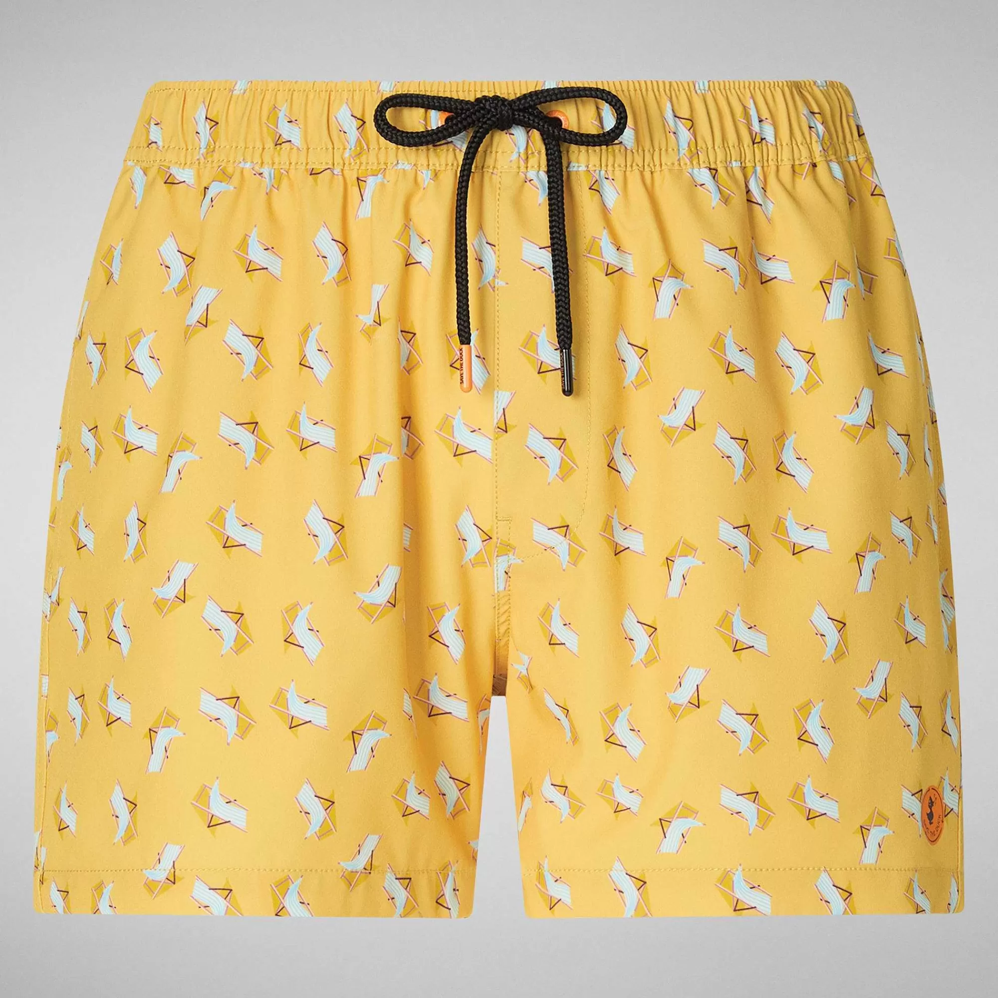 Costumi Da Bagno^Save The Duck Costume Da Bagno Uomo Ademir Stampa Sdraio Su Fondo Giallo