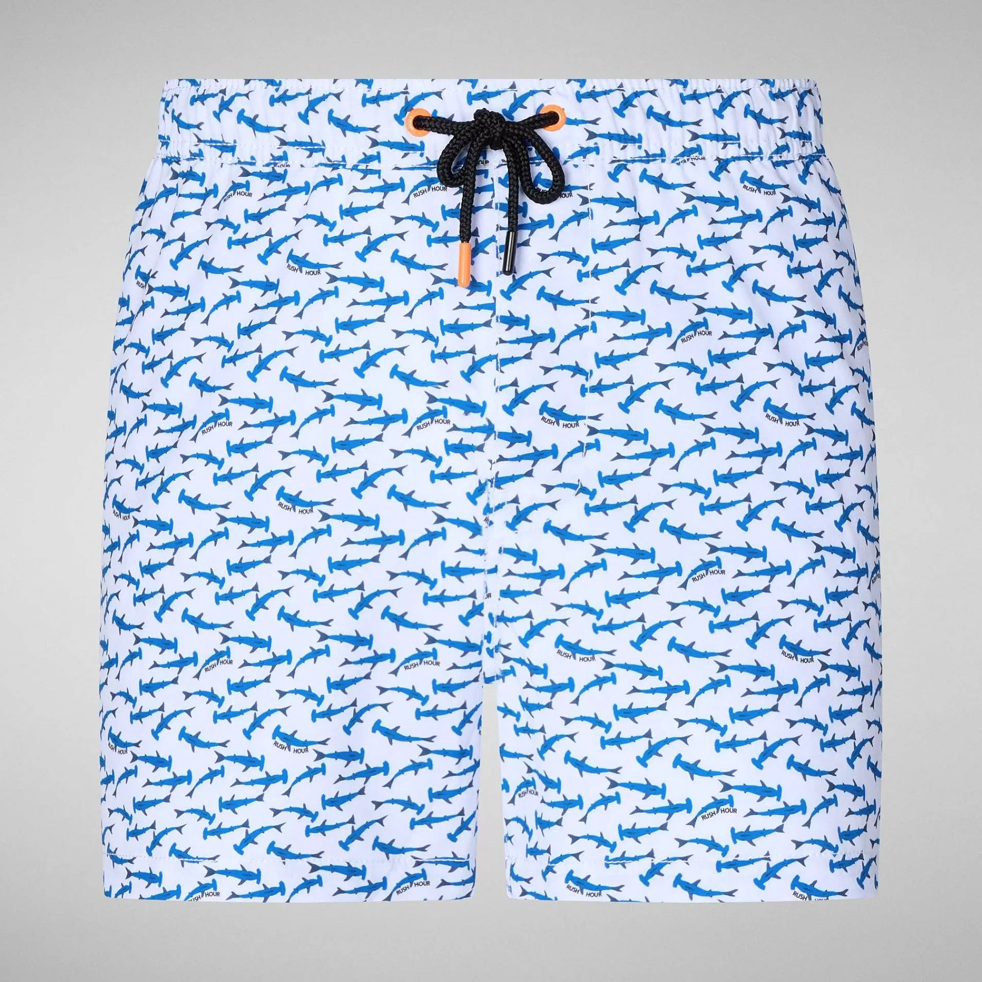 Costumi Da Bagno^Save The Duck Costume Da Bagno Uomo Ademir Stampa Squali Su Fondo Bianco