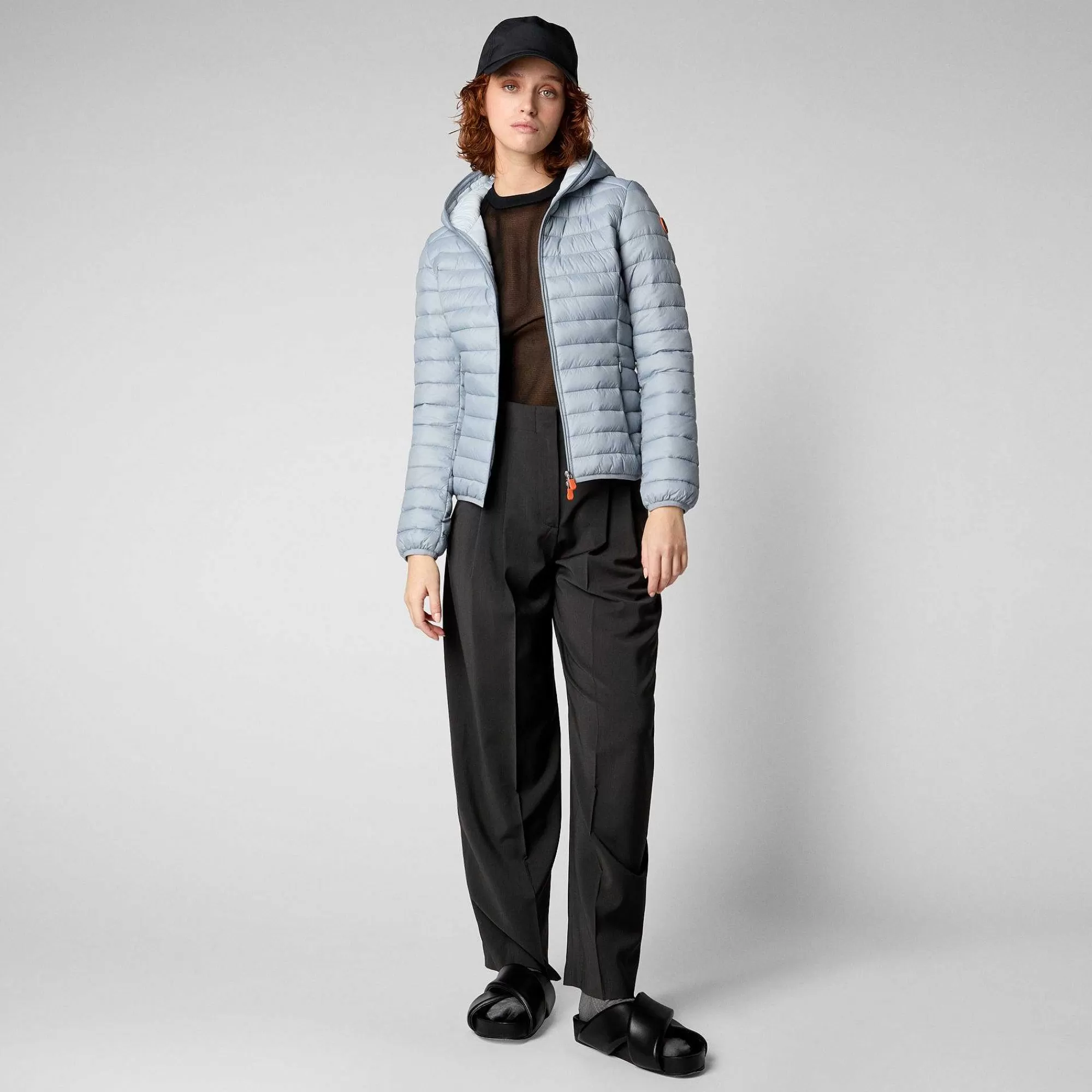 Piumini Animal-Free^Save The Duck Piumino Animal Free Con Cappuccio Donna Daisy Grigio Ardesia Chiaro