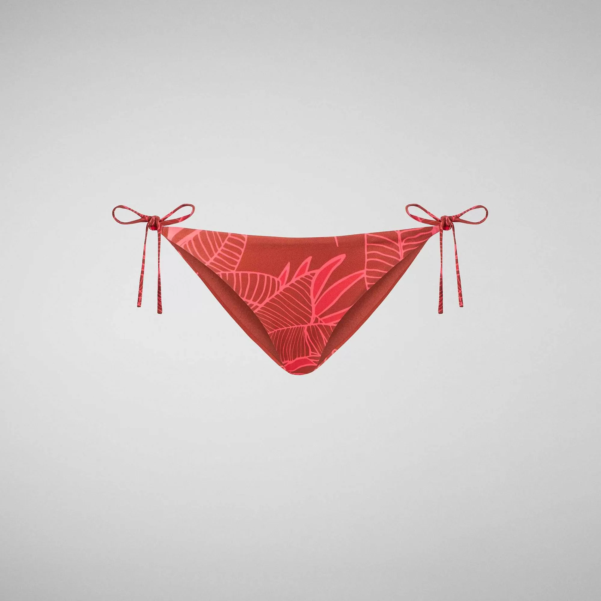 Costumi Da Bagno^Save The Duck Slip Bikini Regolabile Donna Wiria Stampa Palme Su Fondo Rosso