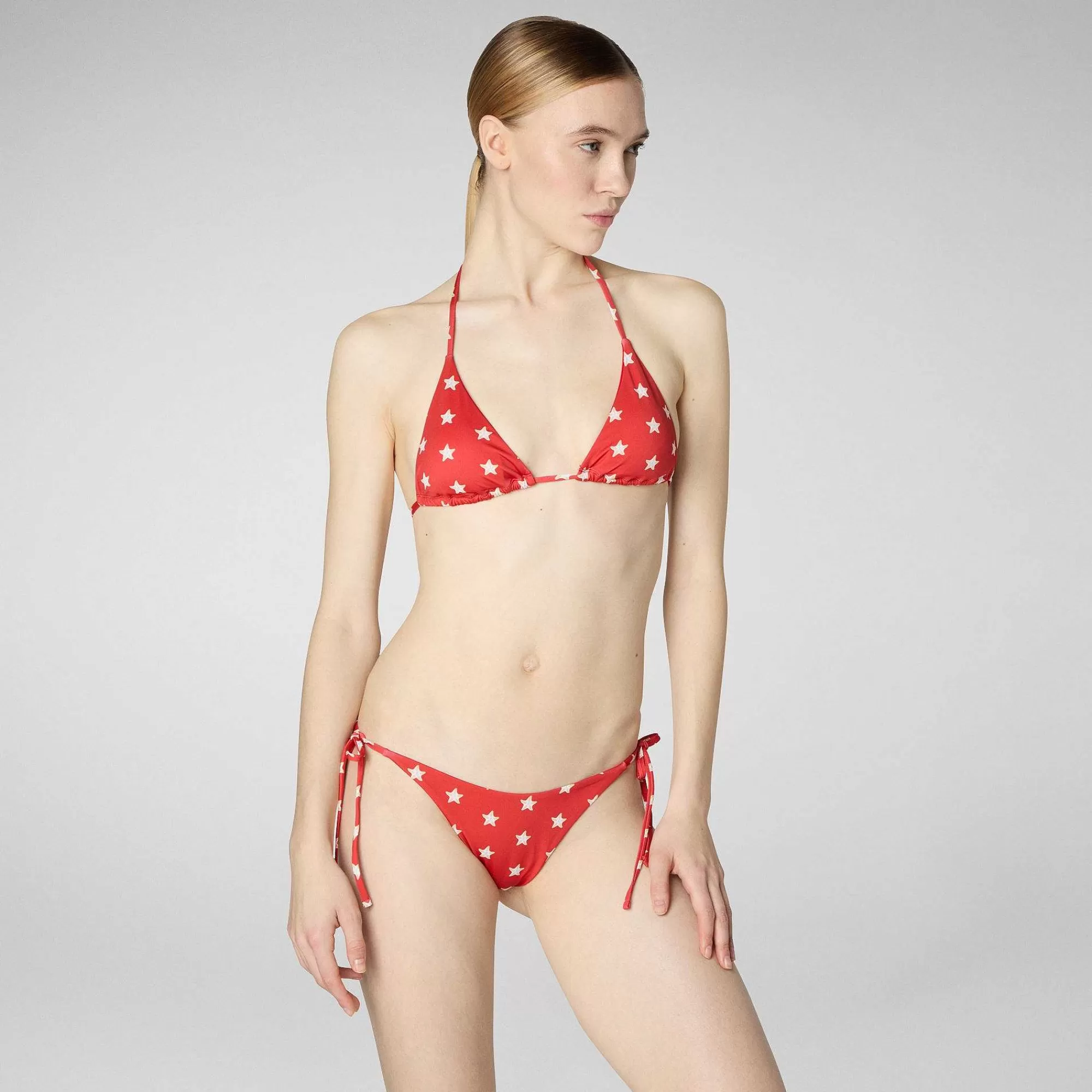 Costumi Da Bagno^Save The Duck Slip Bikini Regolabile Donna Wiria Stampa Stelle Marine Su Fondo Rosso
