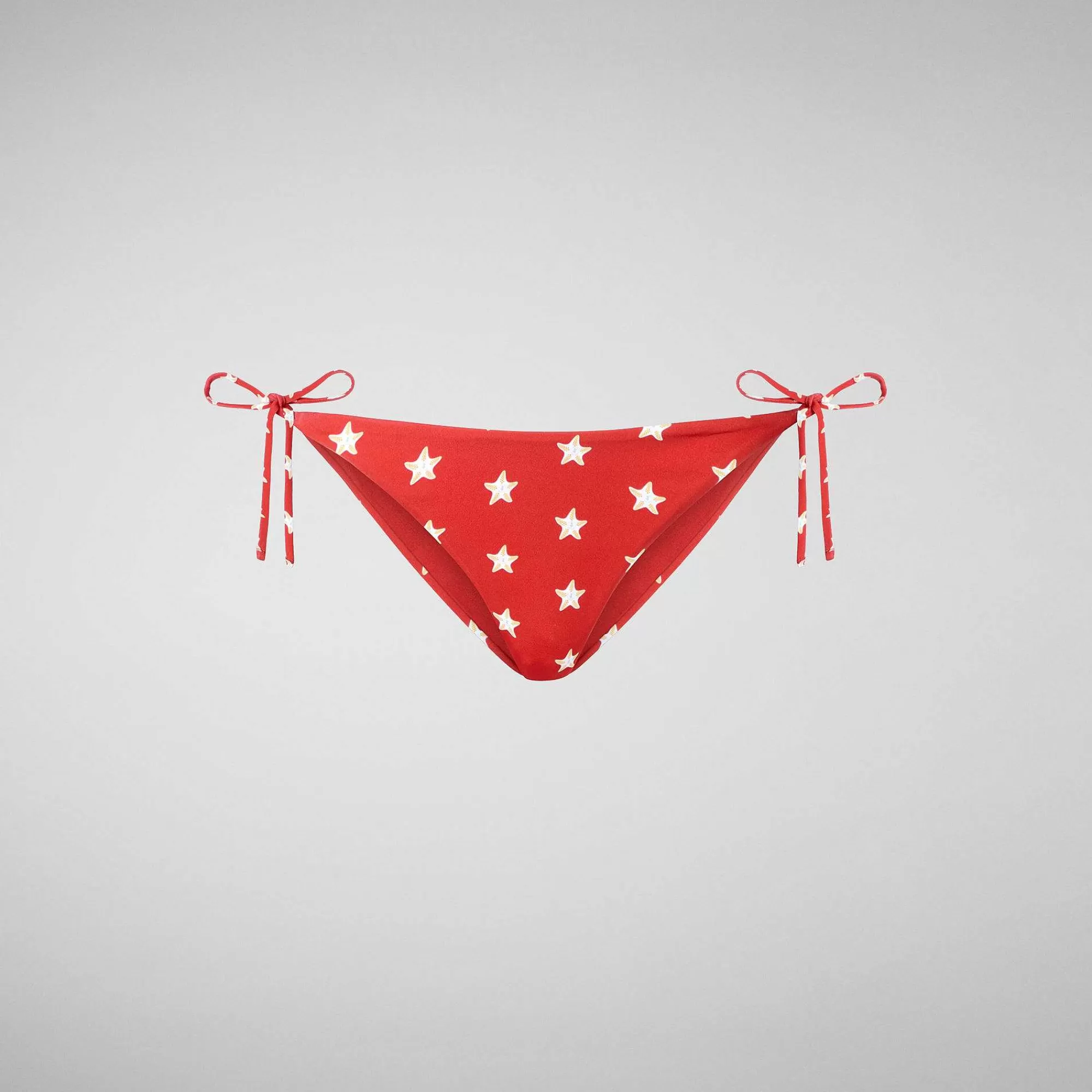 Costumi Da Bagno^Save The Duck Slip Bikini Regolabile Donna Wiria Stampa Stelle Marine Su Fondo Rosso