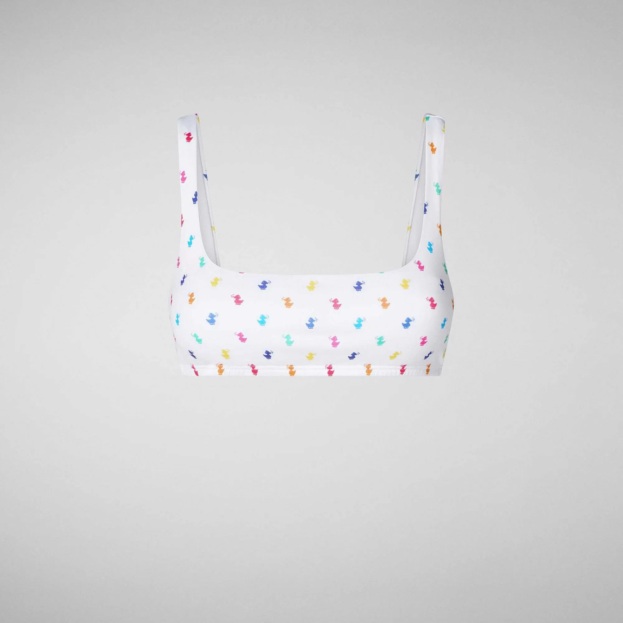 Costumi Da Bagno^Save The Duck Top Bikini Donna Uliana Stampa Rainbow Ducks Su Fondo Bianco