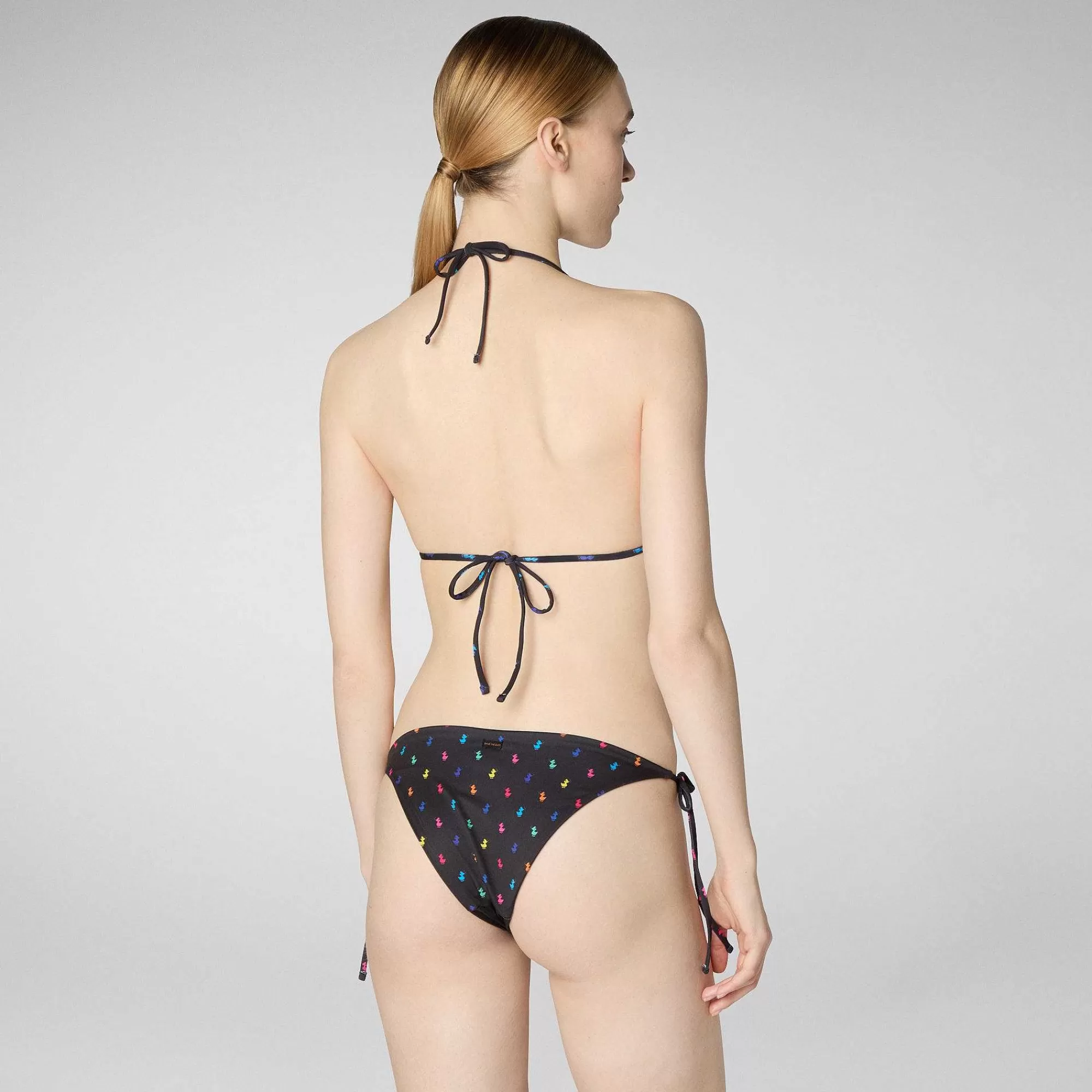 Costumi Da Bagno^Save The Duck Top Bikini Triangolo Donna Xara Stampa Rainbow Ducks Su Fondo Nero